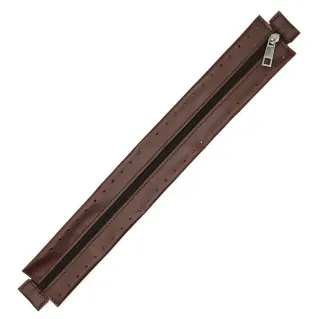 Zipper in eco-leather with sewable border for bags Marrone