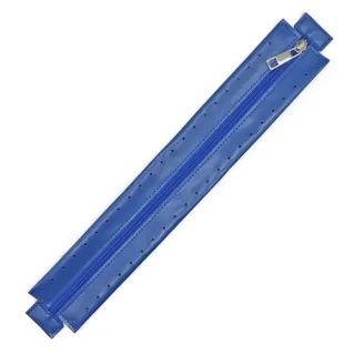 Zipper in eco-leather with sewable border for bags Bluette