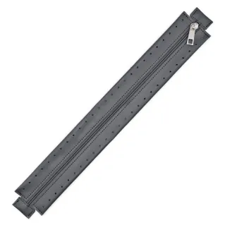 Fermeture à glissière en simili cuir avec bordure cousable pour sacs Gris