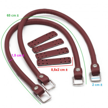 Manici Jakie Color Match in ecopelle con anelli made in Italy Bordeaux