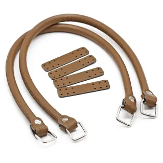 Jakie Color Match Handles in Eco-Leather with Rings Made in Italy Cuoio