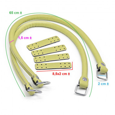 Manici Jakie in ecopelle con anelli e rinforzo made in Italy Lime