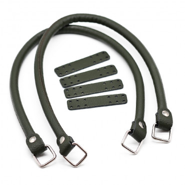 Manici Jakie Color Match in ecopelle con anelli made in Italy Militare