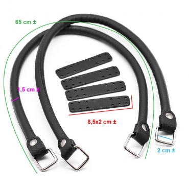 Manici Jakie Color Match in ecopelle con anelli made in Italy Nero