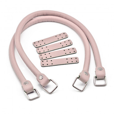 Manici Jakie in ecopelle con anelli e rinforzo made in Italy Rosa