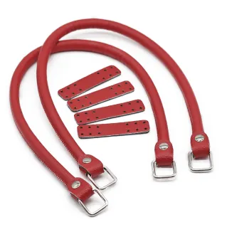 Jakie Color Match Handles in Eco-Leather with Rings Made in Italy Red