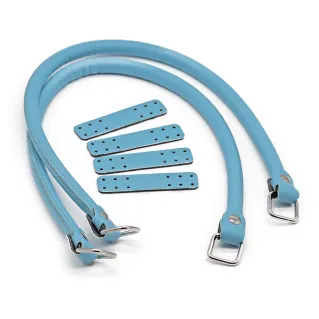Jakie Eco-Leather Handles with Rings and Reinforcement Made in Italy Turchese