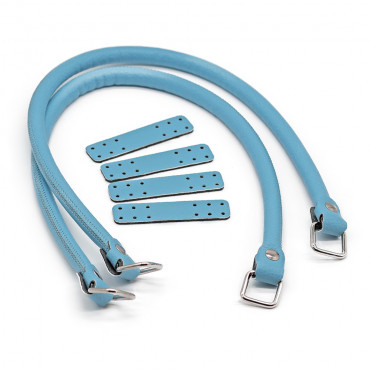 Manici Jakie in ecopelle con anelli e rinforzo made in Italy Turchese