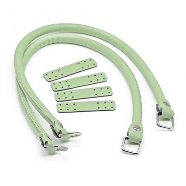 Manici Jakie in ecopelle con anelli e rinforzo made in Italy Verdino