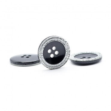 Bottone Starlight glitterato in PVC liscio 20 mm Argento | Tessiland