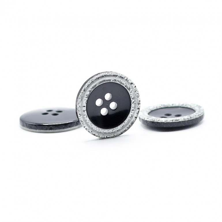 Bottone Starlight glitterato in PVC liscio 20 mm Argento | Tessiland