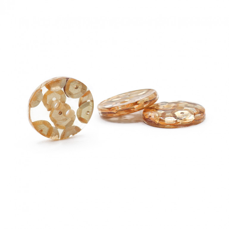 Lucea 17 Amber Button with sequins in resin | Tessiland