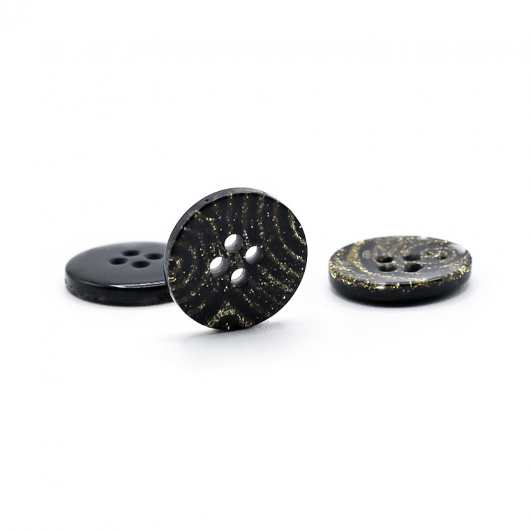 Bottoni neri con glitter oro eleganti 3pz