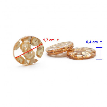 Lucea 17 Amber Button with sequins in resin | Tessiland