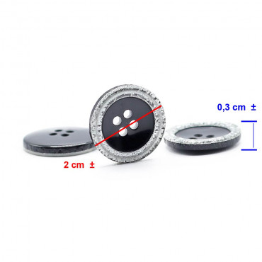 Bottone Starlight glitterato in PVC liscio 20 mm Argento | Tessiland