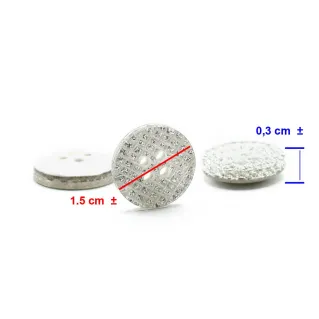 Botones Brillik glitter plateado 15 mm 3pz | Tessiland