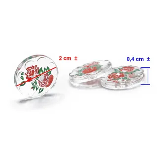 Botones Flor de vidrio con rosas 20 mm 3pz | Tessiland