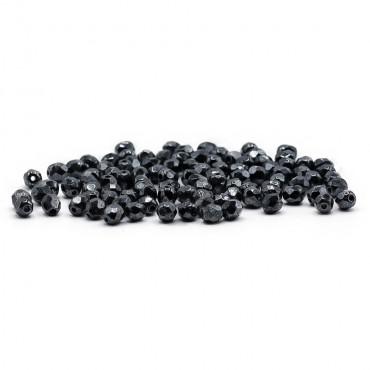 Faceted Half Crystal Anthracite 4mm, refined shine | Tessiland