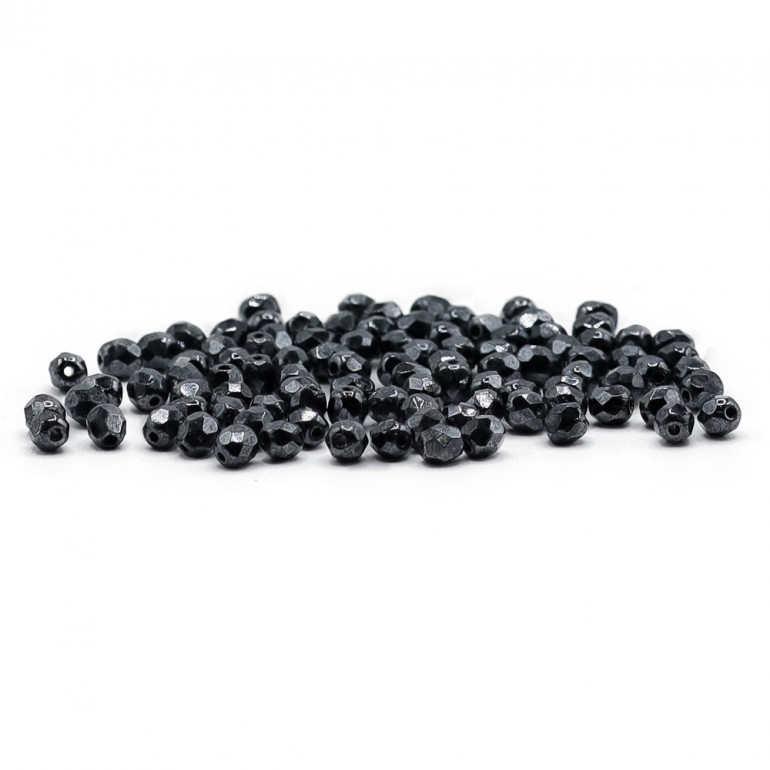 Faceted Half Crystal Anthracite 4mm, refined shine | Tessiland