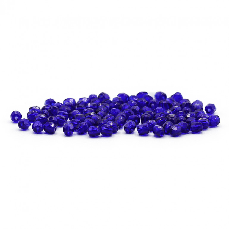 Faceted Half Crystal Abyss Blue 4mm, refined shine | Tessiland