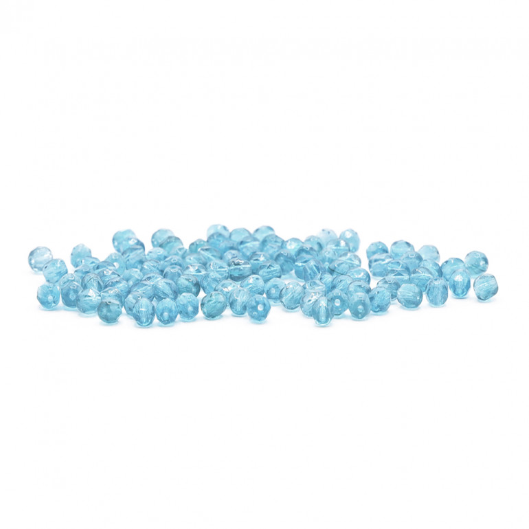 Faceted Half Crystal Sky Blue 4mm, refined shine | Tessiland