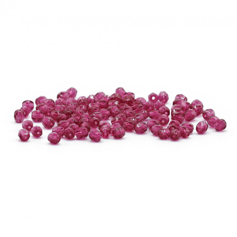 Faceted Half Crystal Dark Orchid 4mm, refined shine | Tessiland
