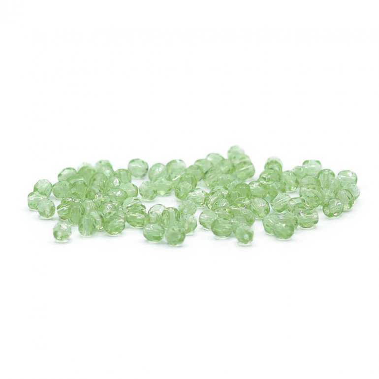 Faceted Half Crystal Mint Green 4mm, refined shine | Tessiland