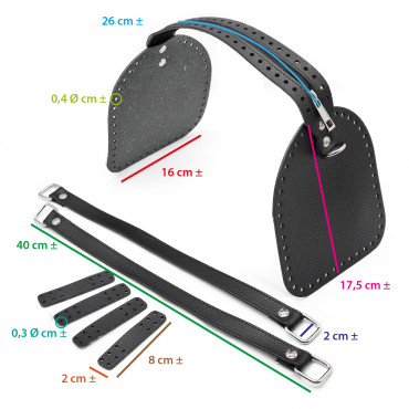 Black Eco-Leather Bauletto Bag Set with Zip | Tessiland