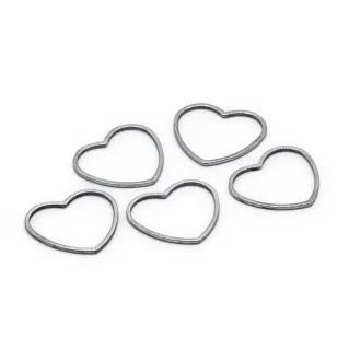 Formas de metal corazón para revestir para bisutería y decoraciones 5pz Argento