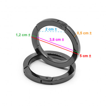 Carabiners Gunmetal gray Ring 40 mm 2 pcs for crochet bags | Tessiland