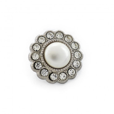 Isabel jewel button with central pearl 12mm| Tessiland