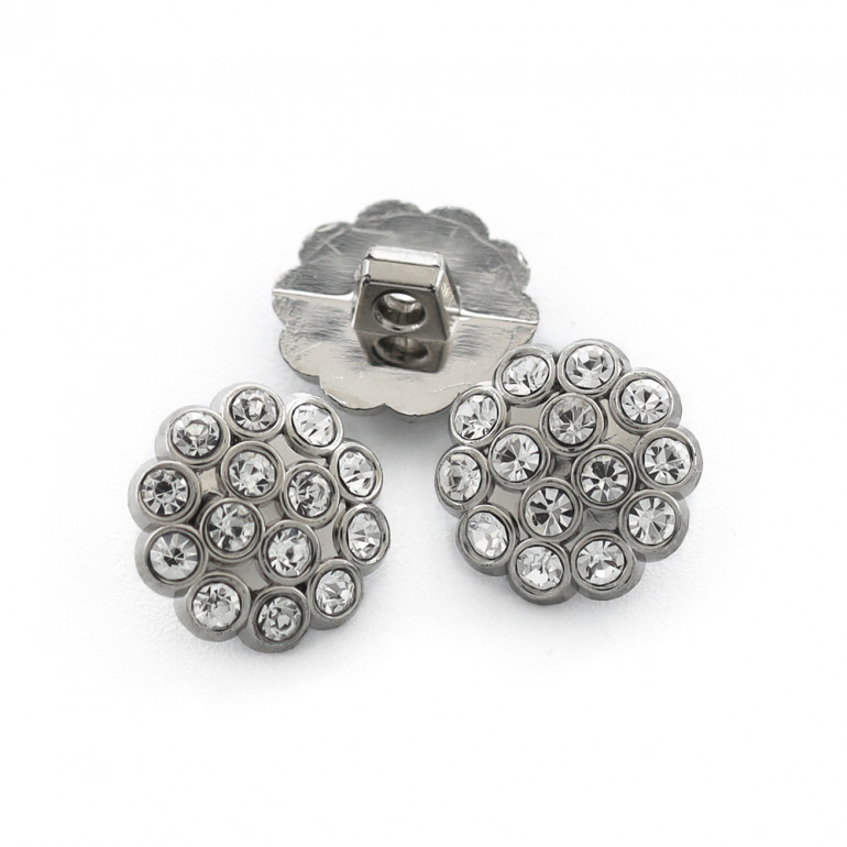 Bottoni gioiello Gala in resina trasparente e strass 15mm 3pz