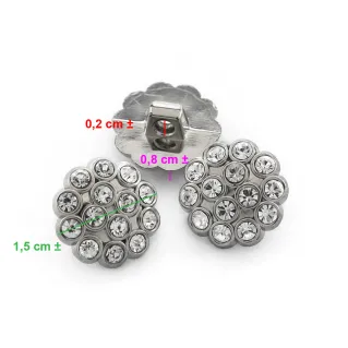 Bottoni gioiello Gala con strass 15 mm 3pz | Tessiland