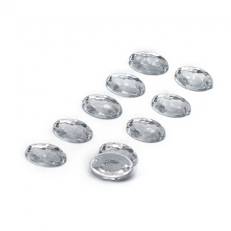 Ovale Miroir bouton à coudre réfléchissant | Tessiland