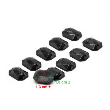 Ovale Nero bottone cucibile riflettente | Tessiland