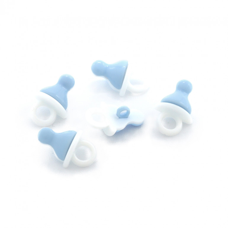 Bottoni Ciuccio baby bicolore in nylon con gambo 5pz