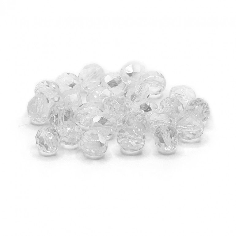 Faceted Half Crystal Dark Transparent 8mm, refined shine | Tessiland