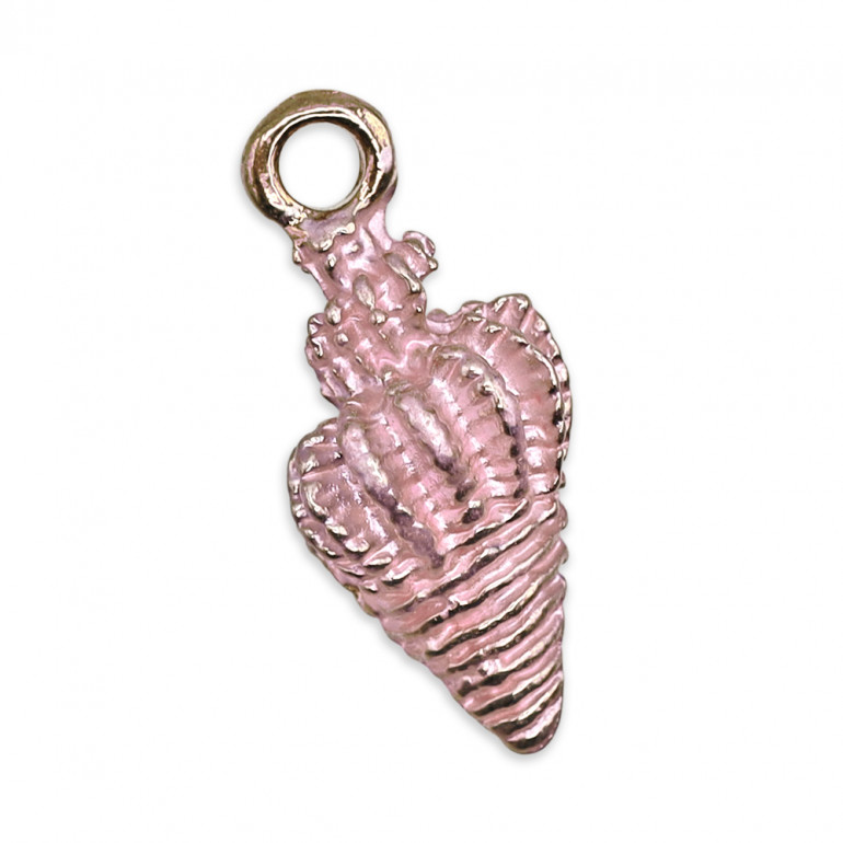 Pink Gold Shell Pendant in enameled metal | Tessiland