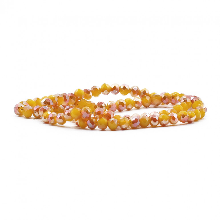 Crystals 6 mm Y98 Deep Iridescent Mustard Blend, faceted glass | Tessiland