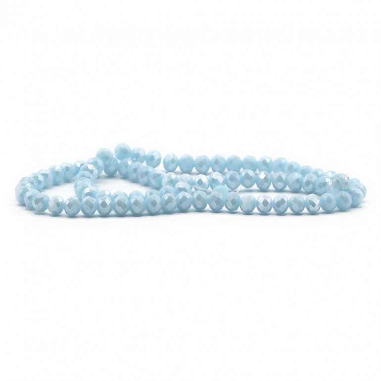 Crystals 6 mm B98 Sky Blue Full Iridescent, faceted glass | Tessiland