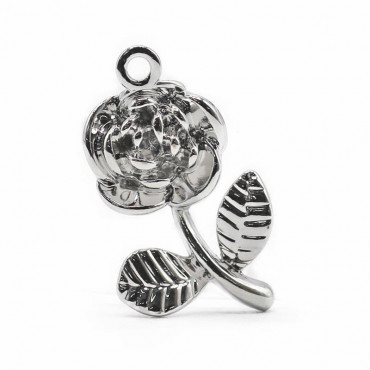 Arvensis Silver Pendant, rose with embossed details | Tessiland