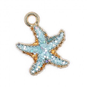 Ciondolo Stella Marina glitter per bijoux fai da te Azzurro