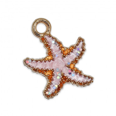 Pendentif Étoile de Mer Lux Rose Poudrè Or en métal émaillé | Tessiland