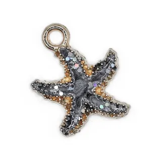 Pendentif Étoile de Mer Glitter pour Bijoux DIY Noir