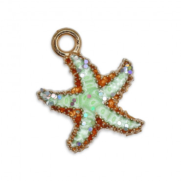 Green Gold Lux Starfish Pendant in enameled metal | Tessiland