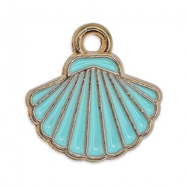 Petite Coquille Bleue, Pendentif en métal émaillé | Tessiland