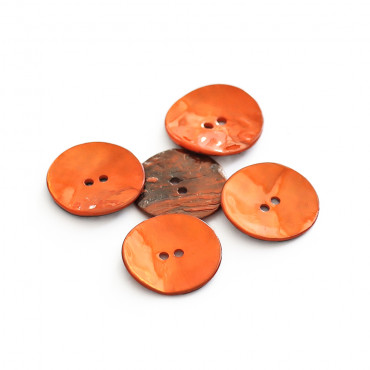 Bottone Akoya in vera madreperla naturale a 2 fori Arancio
