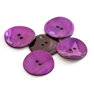 Bottone Akoya in vera madreperla naturale a 2 fori Viola