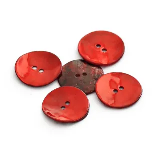 Botones Akoya de madreperla 5pz Rojo