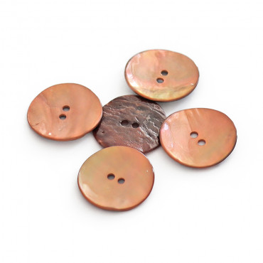 Bottone Akoya in vera madreperla naturale a 2 fori Rame